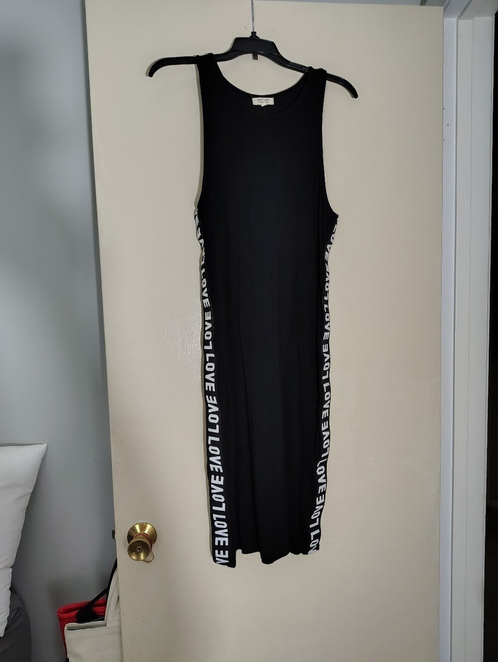 Black Sleeveless Midi Dress with 'LOVE' Side Tape By Hearts And hips 1X